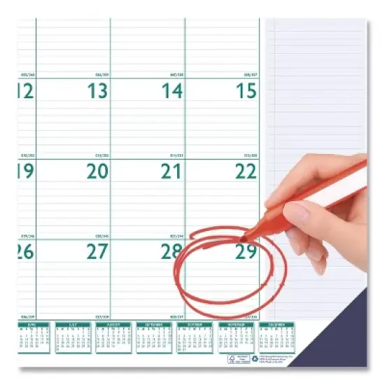 Express Track Monthly Desk Pad Calendar, 22 x 17, White/Teal Sheets, Teal Binding, 13-Month: Jan 2026 to Jan 2027 image {2}