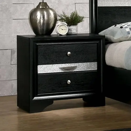 2pc Queen Whether by Bed with Nightstand Black - miBasics image {5}