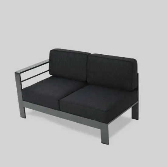 Cape Coral 5pc Aluminum Sofa Set with Cushions - Dark Gray - Christopher Knight Home image {2}