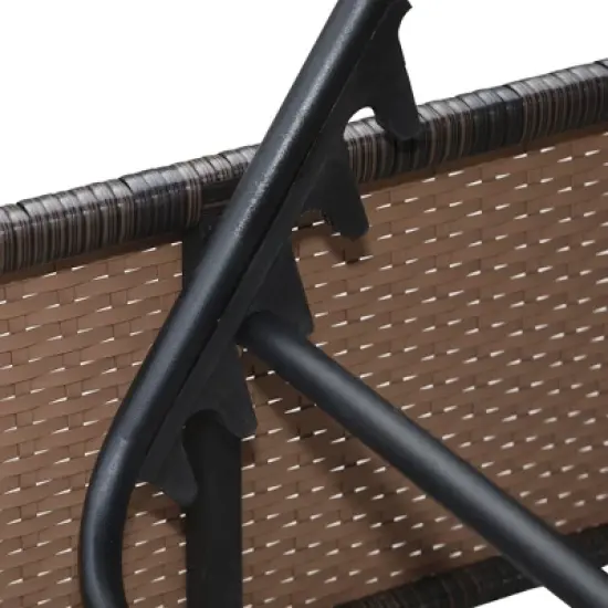 Outsunny Chaise Lounge Set of 2 w/ 5 Angle Backrest, Table, Cushions, PE Wicker Poolside Chairs, 3-Piece Patio Furniture Set image {5}