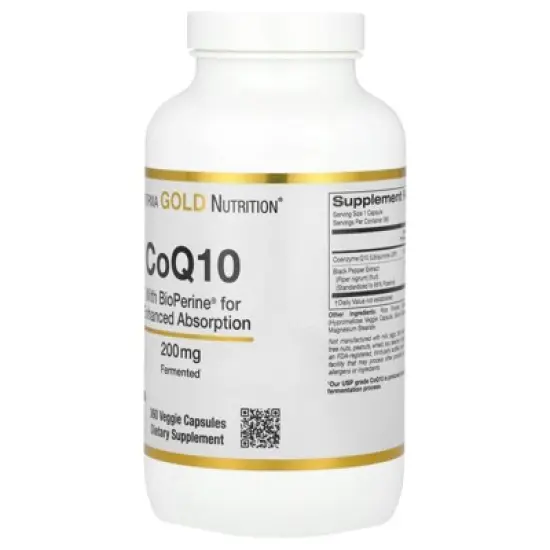 California Gold Nutrition CoQ10 with Bioperine&reg; Black Pepper Extract, 200 mg, 360 Veggie Capsules image {4}