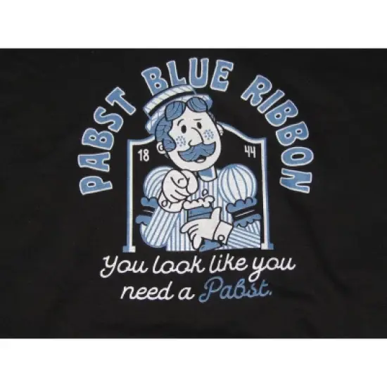Pabst Blue Ribbon "You Look Like You Need" Bartender Men's Black Graphic Hoodie image {1}