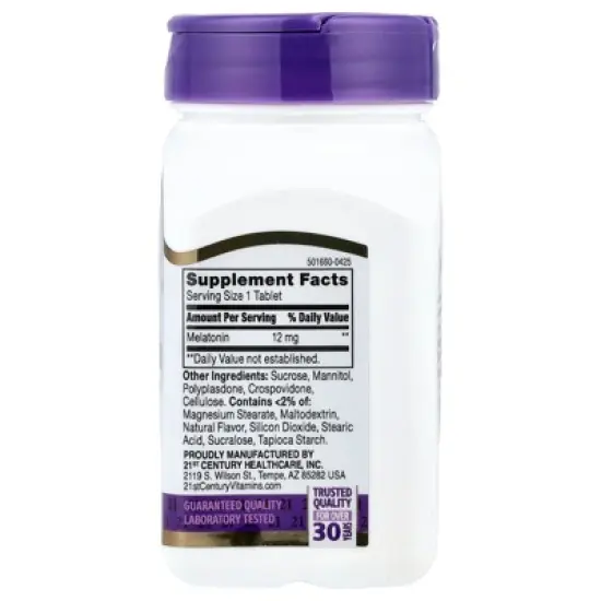 21st Century Melatonin, Max Strength, Cherry, 12 mg, 120 Tablets image {1}