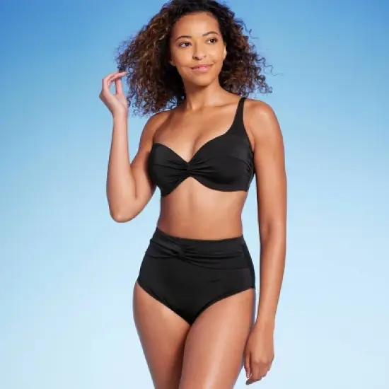 Women's High Waist Twist-Front Bikini Bottom - Shade & Shore&trade; Black image {2}