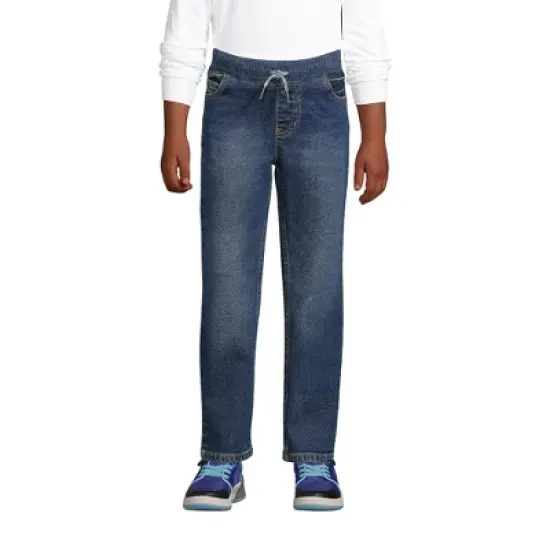 Lands' End Boys Slim Iron Knee Stretch Pull On Denim Jeans image {2}