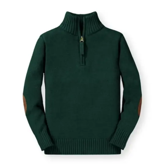 Hope & Henry Boys' Half Zip Pullover Sweater with Elbow Patches, Kids image {7}