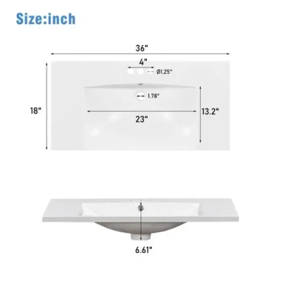 36" Modern Bathroom Vanity with USB Charging Port, 2 Doors and 3 Drawers - ModernLuxe image {4}