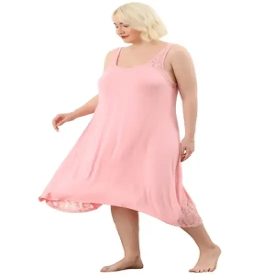 Agnes Orinda Plus Size Women Nightgown Chemise Sleepwear Full Slip Lace Nightwear image {2}