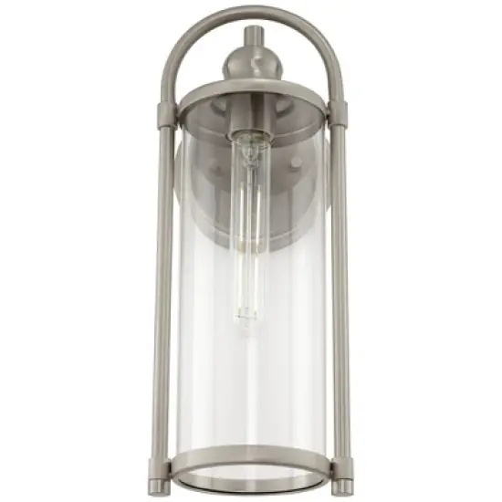 John Timberland Avani 15 1/2" High Modern Indoor/Outdoor Wall Light Porch House Edison Bulb Silver Brushed Nickel Finish Metal Clear Glass Shade image {6}