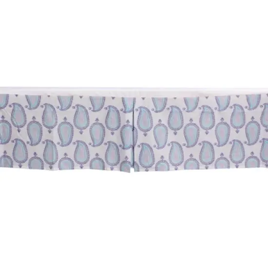 Bacati - Isabella Paisley Aqua/Lilac/Purple Paisley Crib/Toddler Bed Skirt image {2}