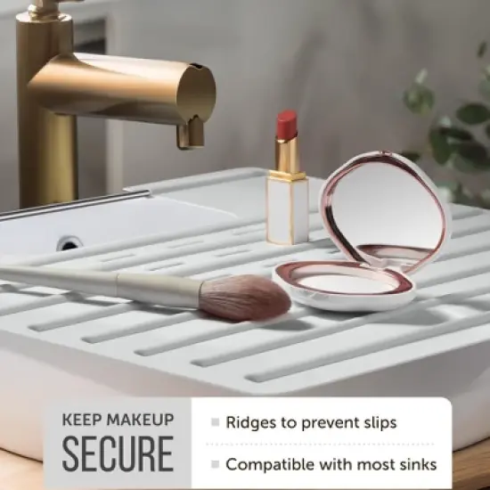 Maplefield Bathroom Foldable Sink Cover - Heat Resistant Silicone Mat & Makeup Mat - Bathroom Space Saver Sink Cover (Gray) image {2}