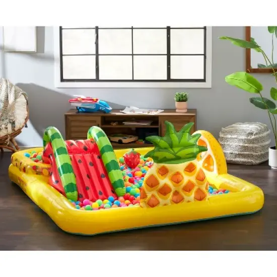 Intex Fun 'N Fruity Outdoor Inflatable Kiddie Pool Play Center with Water Slide image {1}