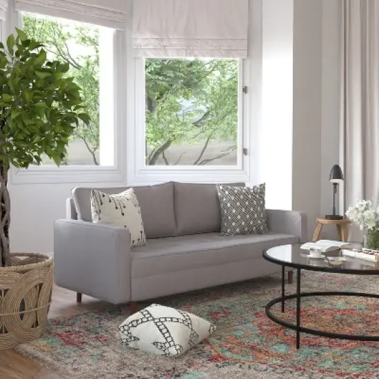 Flash Furniture Hudson Mid-Century Modern Sofa with Tufted Upholstery & Solid Wood Legs image {3}