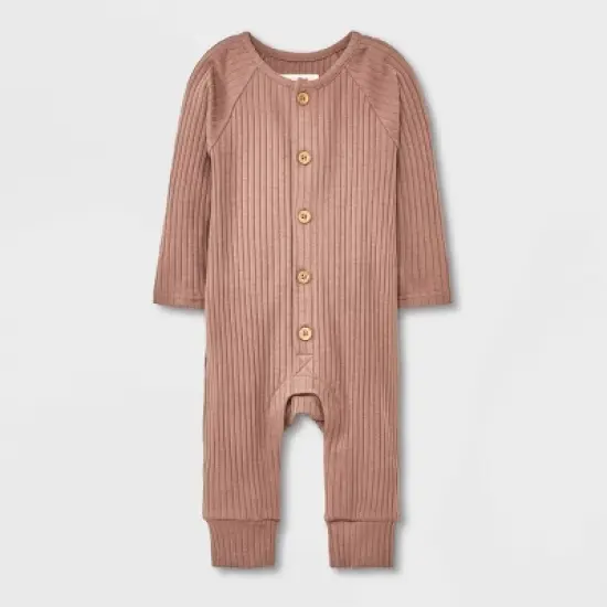 Grayson Collective Baby Ribbed Long Sleeve Jumpsuit - Brown image {7}