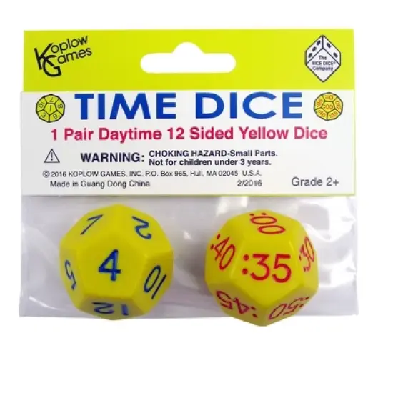 Koplow Games Time Dice, Pair of Yellow (AM), 6 Sets image {1}