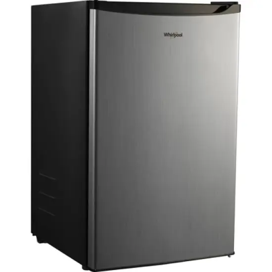 Whirlpool 4.3 cu ft Mini Refrigerator Stainless Steel WH43S1E: Compact Dorm Fridge, Energy Star, Reversible Door, 2 Shelves image {1}