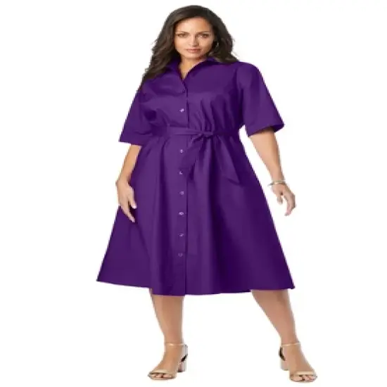 Jessica London Women&rsquo;s Plus Size Poplin Shirtdress image {1}