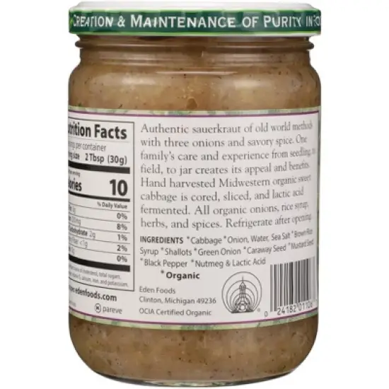 Eden Foods Organic Three Onion Sauerkraut - Case of 12/18 oz image {2}