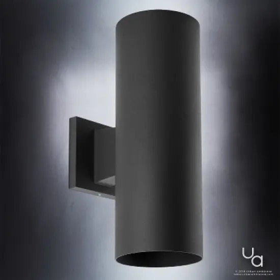 Urban Ambiance Luxury Contemporary Outdoor Wall Light,  14"H x 5"W,  Midnight Black Finish, UHP1062 image {2}