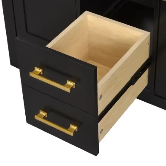 36" Modern Bathroom Vanity with Ceramic Sink, Freestanding Storage Cabinet with 4 Drawers & 2 Soft-Close Doors, Solid Wood Frame - ModernLuxe image {11}