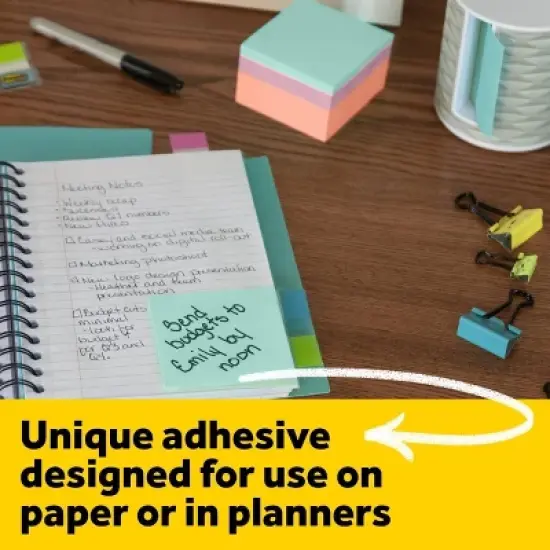 Post-it&reg; Notes Cube, 3" x 3" - Assorted Colors, 400 Sheets/Cube: Multicolor Sticky Notes, Uncoated Paper, Glue Binding image {3}