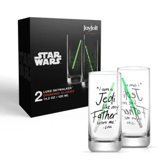 Star Wars New Hope Luke Skywalker Green Lightsaber Tall Drinking Glass - 14.2 oz - Set of 2 image {6}