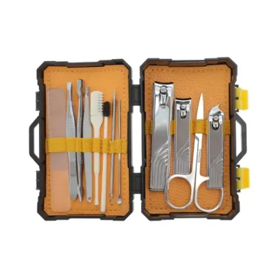 Unique Bargains Mini Tool Box Nail Clipper Kit 12-piece Set image {6}