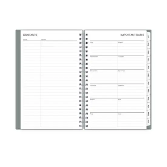 Blue Sky 5"x8" 2025-2026 Weekly/Monthly Wirebound Planner Gray Double Pockets image {6}