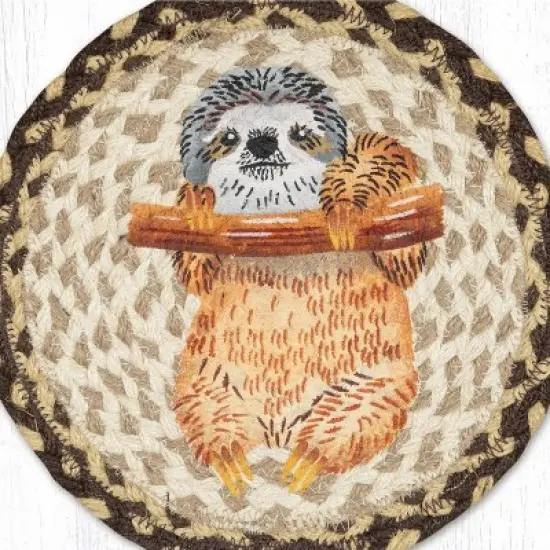 Earth Rugs Sloth Printed Round Jute Trivet &ndash; 10" Relaxed Jungle Animal Design with Heat-Resistant Eco-Friendly Braided Construction image {2}