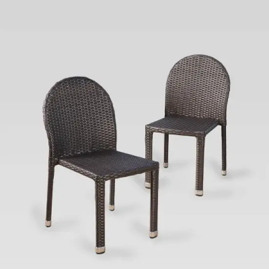 Aurora 2pk Wicker Stacking Chairs - Brown - Christopher Knight Home image {1}