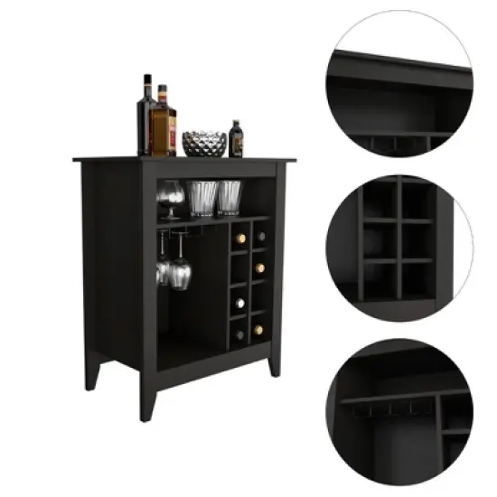 Gulches Black Bar Cabinet: Stylish Storage with Built-in Wine Rack image {1}