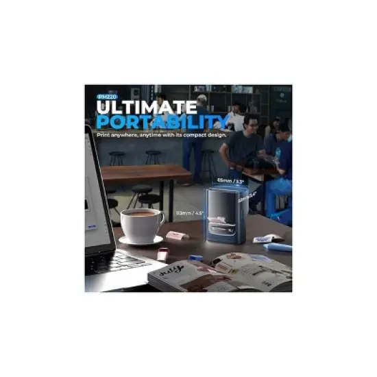 Nelko PM220 2" Portable Bluetooth Label Printer Blue with 50x30mm 100pc Roll and 40x30mm 230pc Roll image {1}