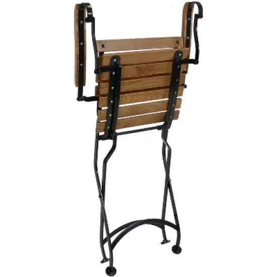 Sunnydaze Indoor/Outdoor Patio or Dining Essential Chestnut Wooden Folding Bistro Arm Chair - Brown - 2pk image {3}