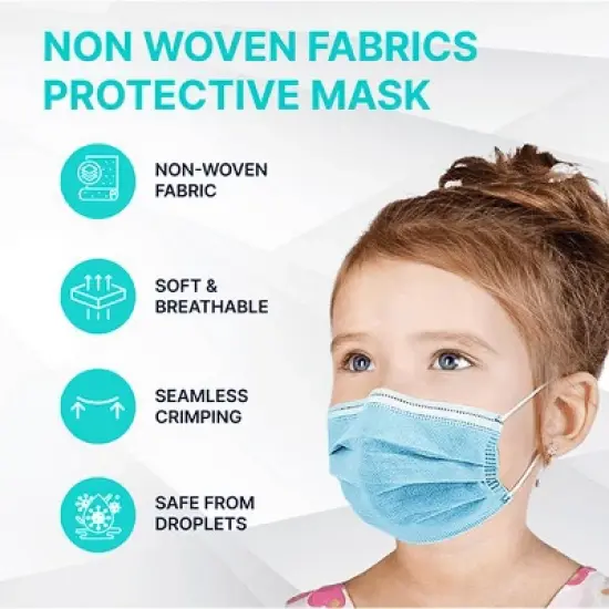 MagiCare - Kids Disposable Face Masks for Ages 4&ndash;12 - 3-Layer Breathable Youth Masks - 50ct Box image {1}