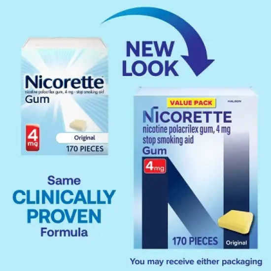 Nicorette 4mg Stop Smoking Aid Gum - Original - 170ct image {2}