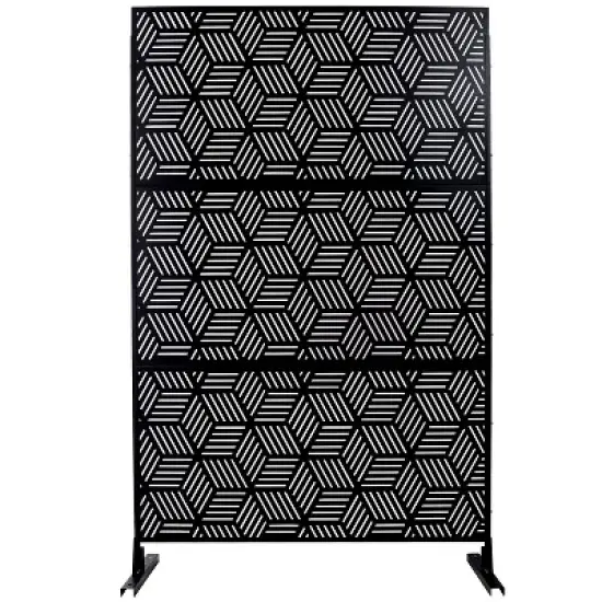 CAVINAS Patio Decorative Screen Metal Fence Privacy Screen with Striped Rhombus Pattern for Outside and Garden, 76" H&times;48" W image {2}
