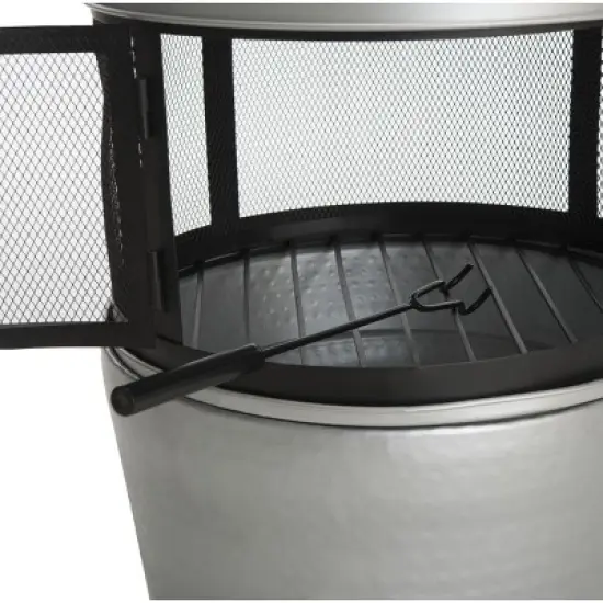 Cartagena Outdoor Chiminea/Fire Pit - PIT1001 - Silver/Black - Safavieh image {4}