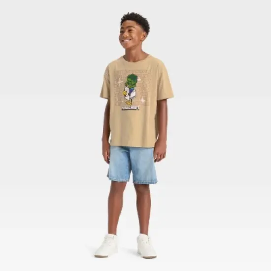 Boys' Minecraft Chicken Jockey Oversized Short Sleeve Graphic T-Shirt - Beige image {3}