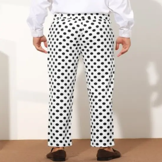 Lars Amadeus Men's Regular Fit Flat Front Polka Dots Printed Pants image {2}
