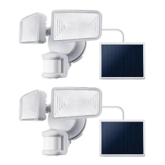Home Zone Security&reg; SMD Linkable 2-Light Motion-Sensing Solar-LED Flood Light, 1,500 Lumens, 2 Pack in White image {11}