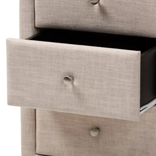 Tessa 3 Drawer Nightstand - Baxton Studio image {4}