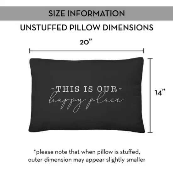 Creative Products This Is Our Happy Place Black and White 14x20 Indoor / Outdoor Pillow image {7}