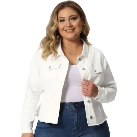 Agnes Orinda Women's Plus Size Classic Denim Casual Long Sleeve Fashion Jean Jackets image {16}