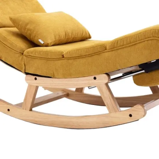 Upholstered Rocking Chair, Upholstered Nursery Glider Chair with High Backrest,Comfy Rocking Accent Armchair for Living Room Bedroom Office image {6}