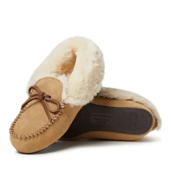 Dearfoams Women's Genuine Suede Foldover Moccasins image {1}