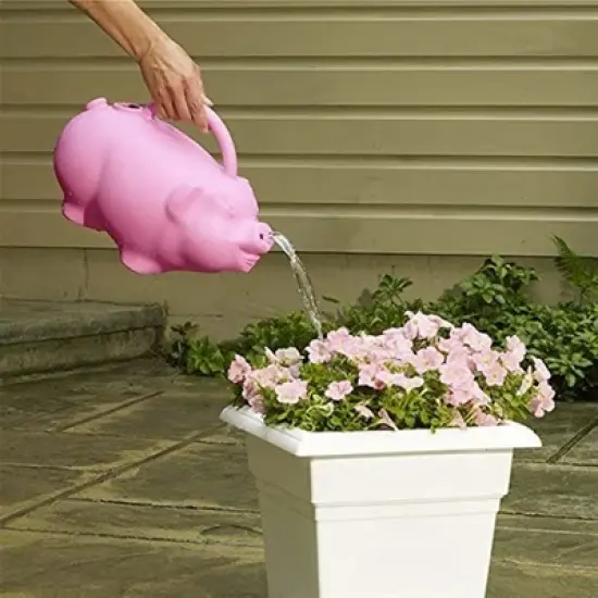 Novelty Plastic Kid's Pig Watering Can, Pink, 1.75 Gallon image {2}
