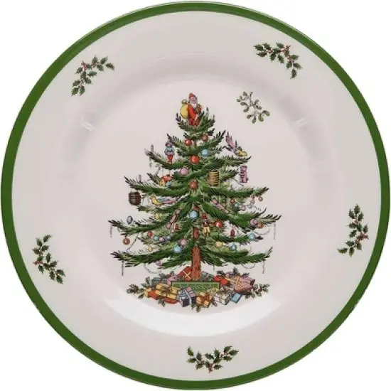 Spode Christmas Tree Melamine Salad Plate (Set of 4) - 8 Inch Shatterproof Serving Plate - Festive Tableware, Dishwasher Safe Dinnerware image {1}