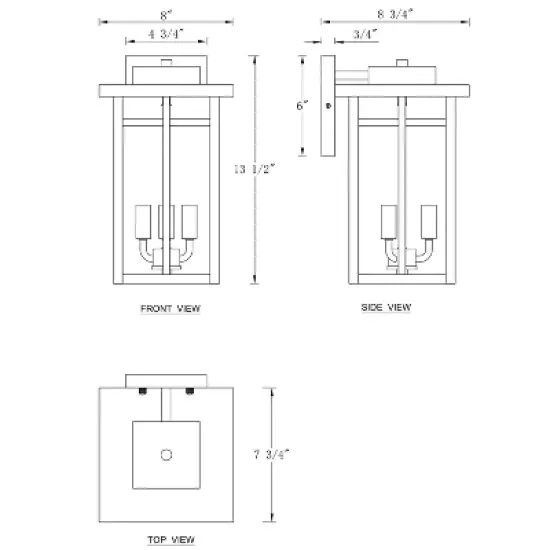 C Cattleya 13.5" 3-Light Matte Black Outdoor Hardwired Wall Lantern Sconces with Water Ripple Glass image {7}