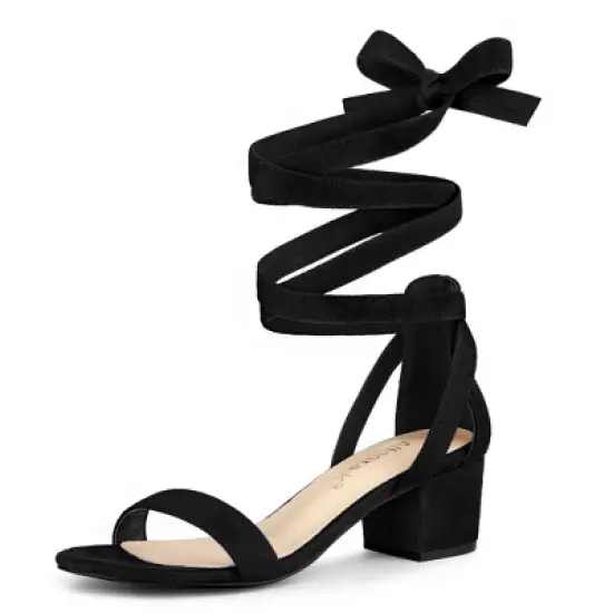 Allegra K Women's Open Toe Block Heel Lace Up Sandals image {7}