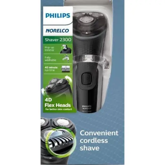 Philips Norelco Dry Men's Rechargeable Electric Shaver 2300 - S1211/81 image {1}